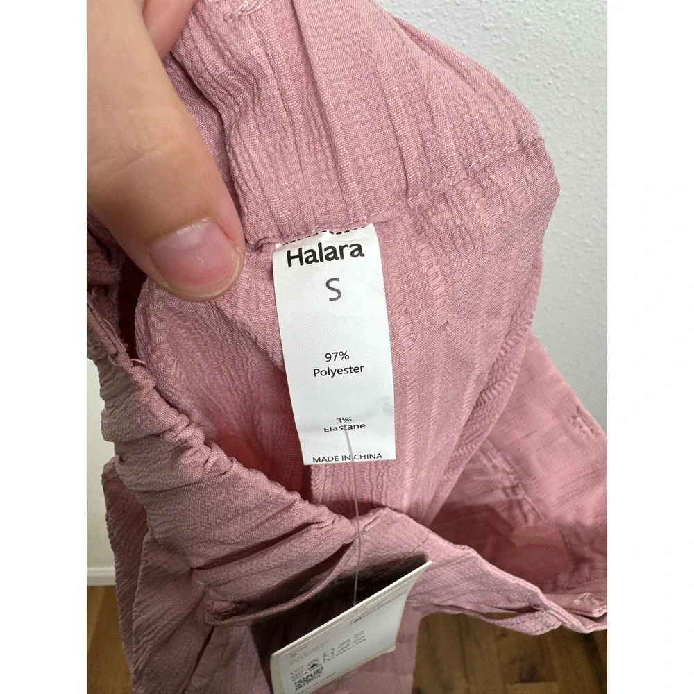Halara Pink High Waisted Pleated Textured Shorts‎ Size S NWT 02627892